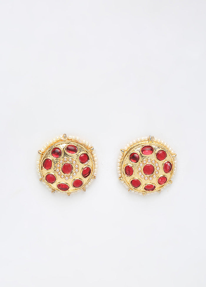 Gold Plated Kundan Stud Earrings - Indian Silk House Agencies