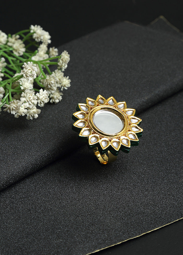 Gold Plated Kundan Finger Ring - Indian Silk House Agencies