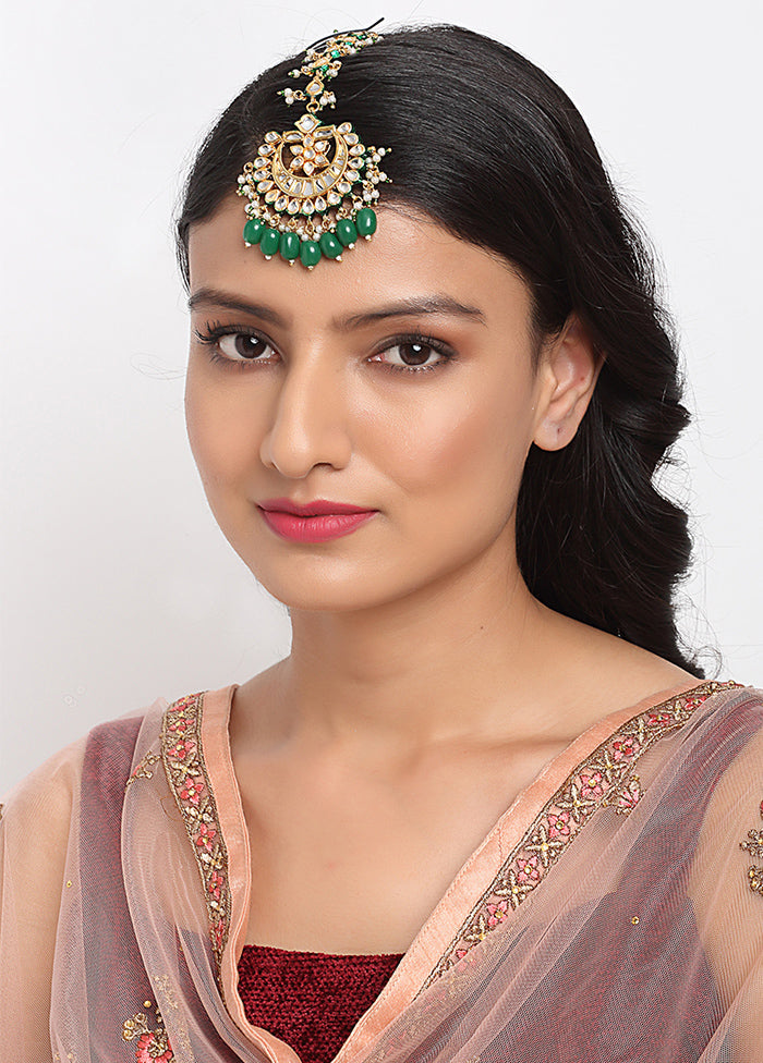 Gold Plated Kundan Mangtika Head Jewellery - Indian Silk House Agencies