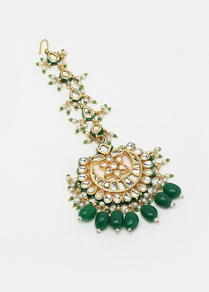 Gold Plated Kundan Mangtika Head Jewellery - Indian Silk House Agencies