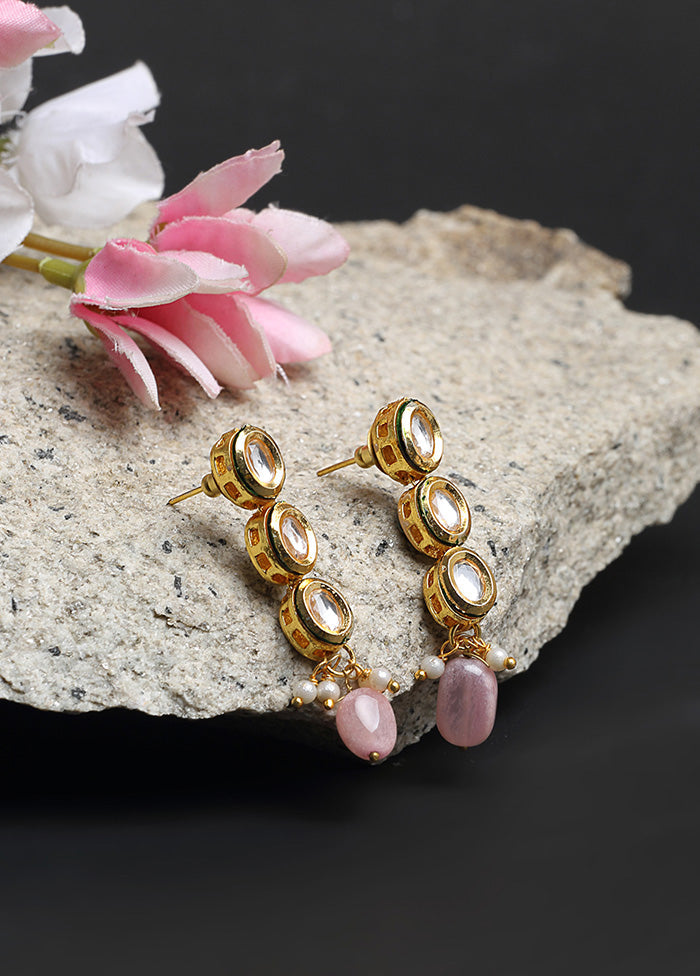 Gold Plated Kundan Dangler Earrings - Indian Silk House Agencies