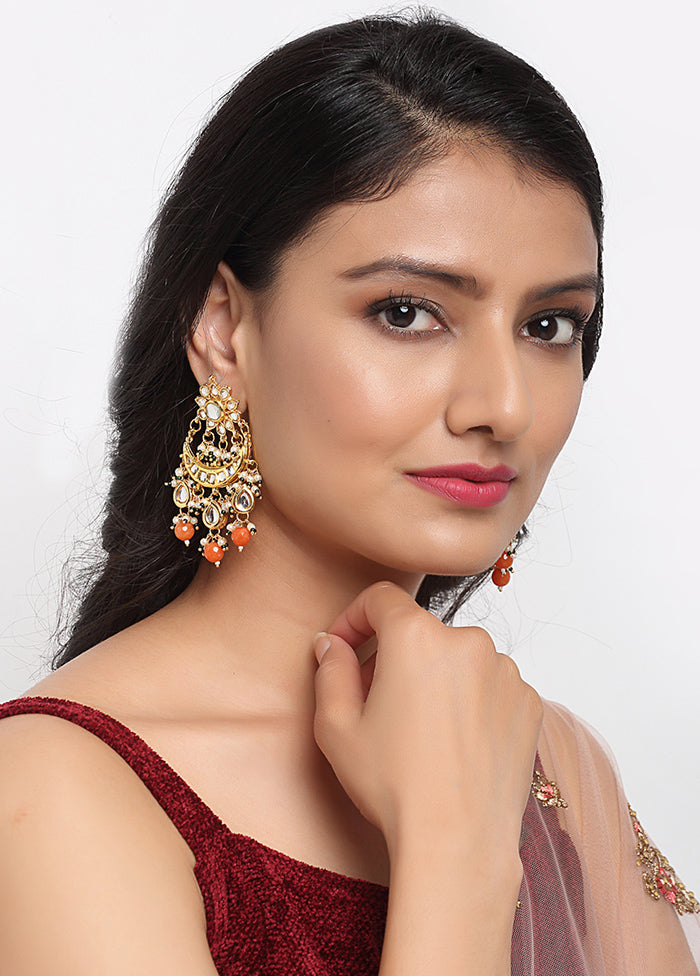 Gold Plated Kundan Dangler Earrings - Indian Silk House Agencies