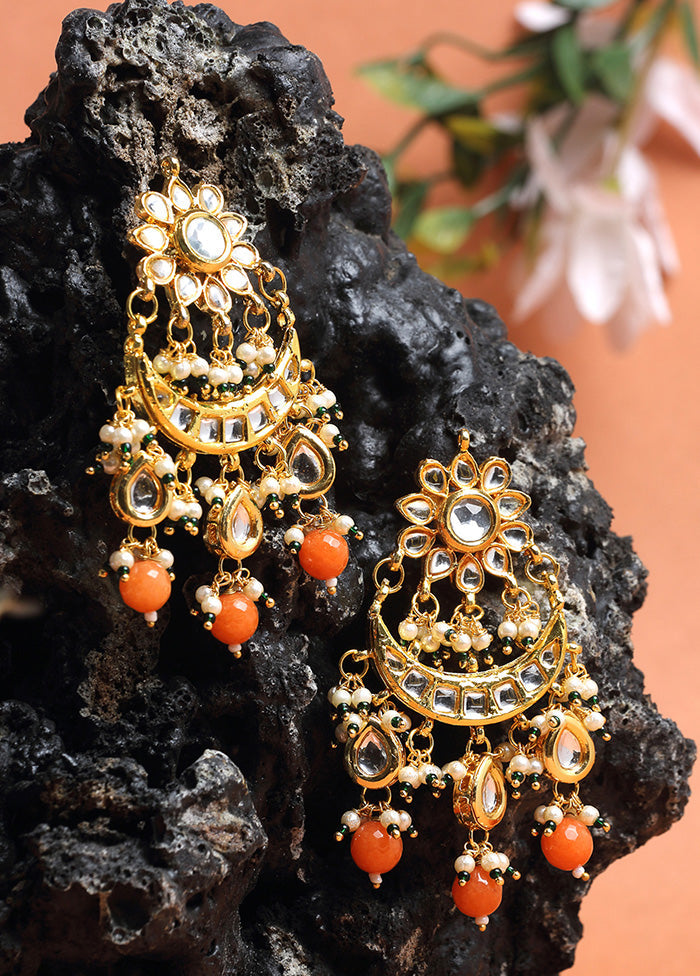 Gold Plated Kundan Dangler Earrings - Indian Silk House Agencies