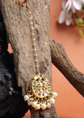 Gold Plated Kundan Mangtika Head Jewellery - Indian Silk House Agencies