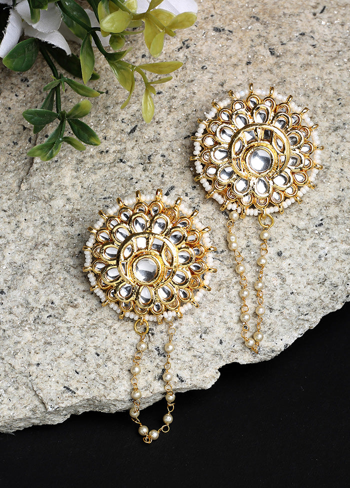 Gold Plated Kundan Stud Earrings - Indian Silk House Agencies