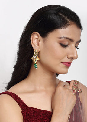 Gold Plated Kundan Dangler Earrings - Indian Silk House Agencies