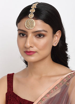 Gold Plated Kundan Mangtika Head Jewellery - Indian Silk House Agencies