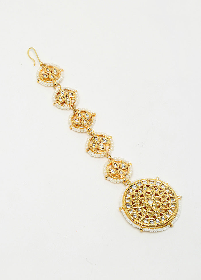 Gold Plated Kundan Mangtika Head Jewellery - Indian Silk House Agencies