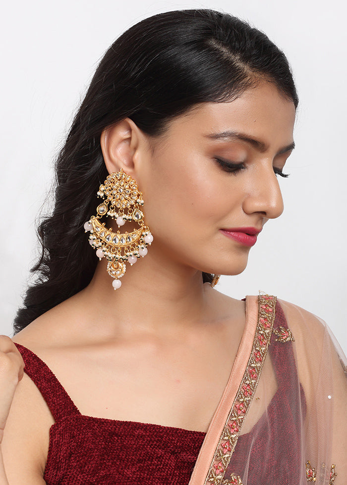 Gold Plated Kundan Dangler Earrings - Indian Silk House Agencies