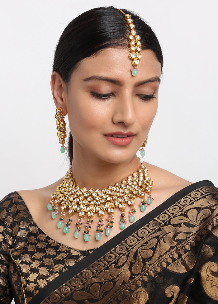 Gold Plated Kundan Jewellery Set - Indian Silk House Agencies