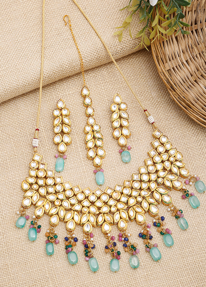 Gold Plated Kundan Jewellery Set - Indian Silk House Agencies