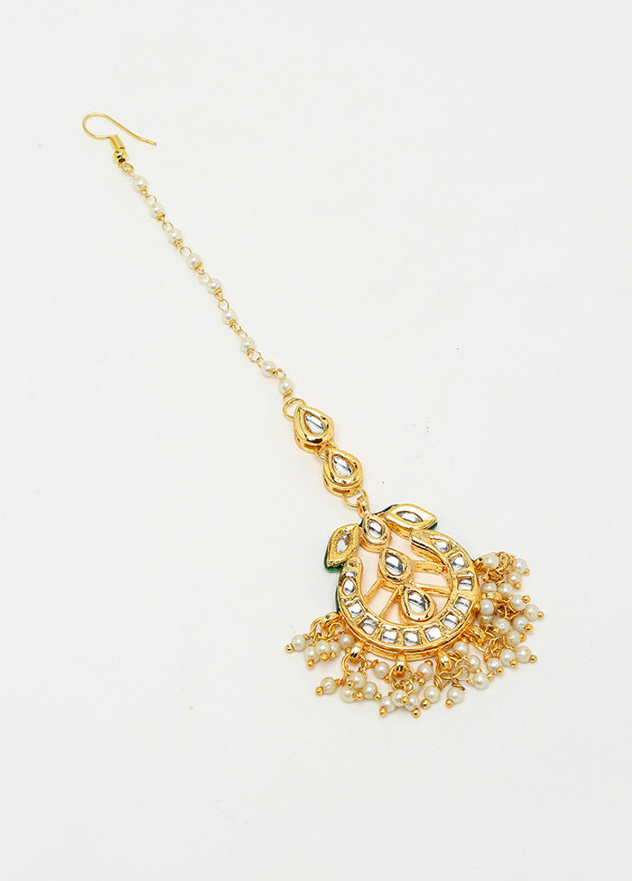 Gold Plated Kundan Mangtika Head Jewellery - Indian Silk House Agencies