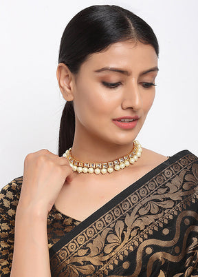 Gold Plated Kundan Necklace - Indian Silk House Agencies