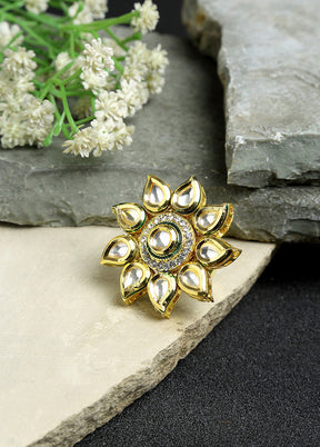 Gold Plated Kundan Finger Ring - Indian Silk House Agencies