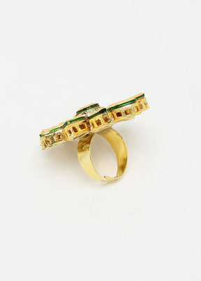 Gold Plated Kundan Finger Ring - Indian Silk House Agencies