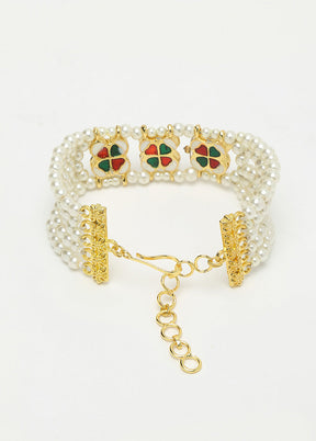 Gold Plated Kundan Charm Bracelet - Indian Silk House Agencies