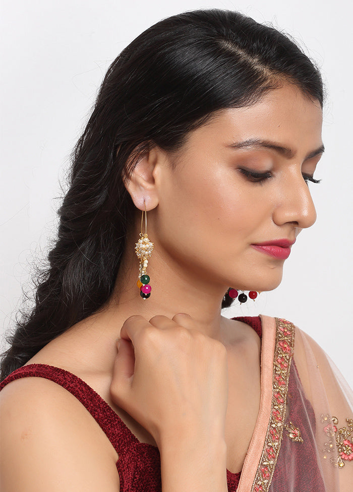 Gold Plated Kundan Loop Earrings - Indian Silk House Agencies