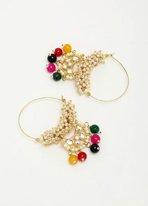 Gold Plated Kundan Loop Earrings - Indian Silk House Agencies