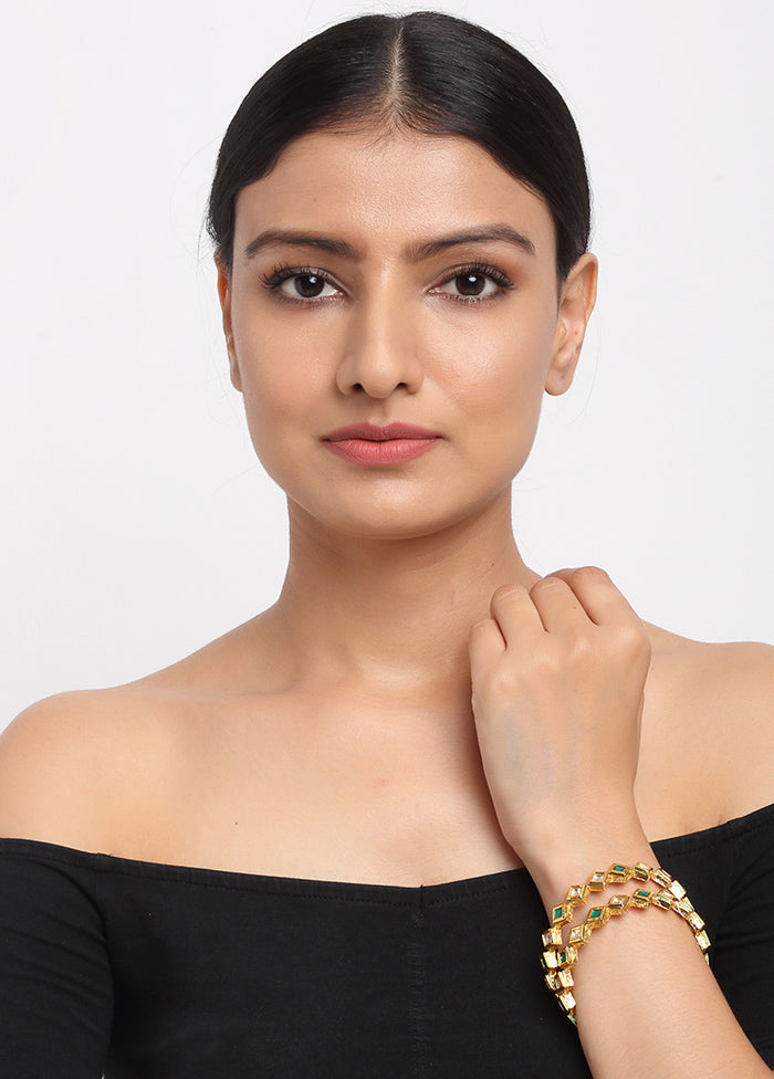 Gold Plated Kundan Bangle - Indian Silk House Agencies