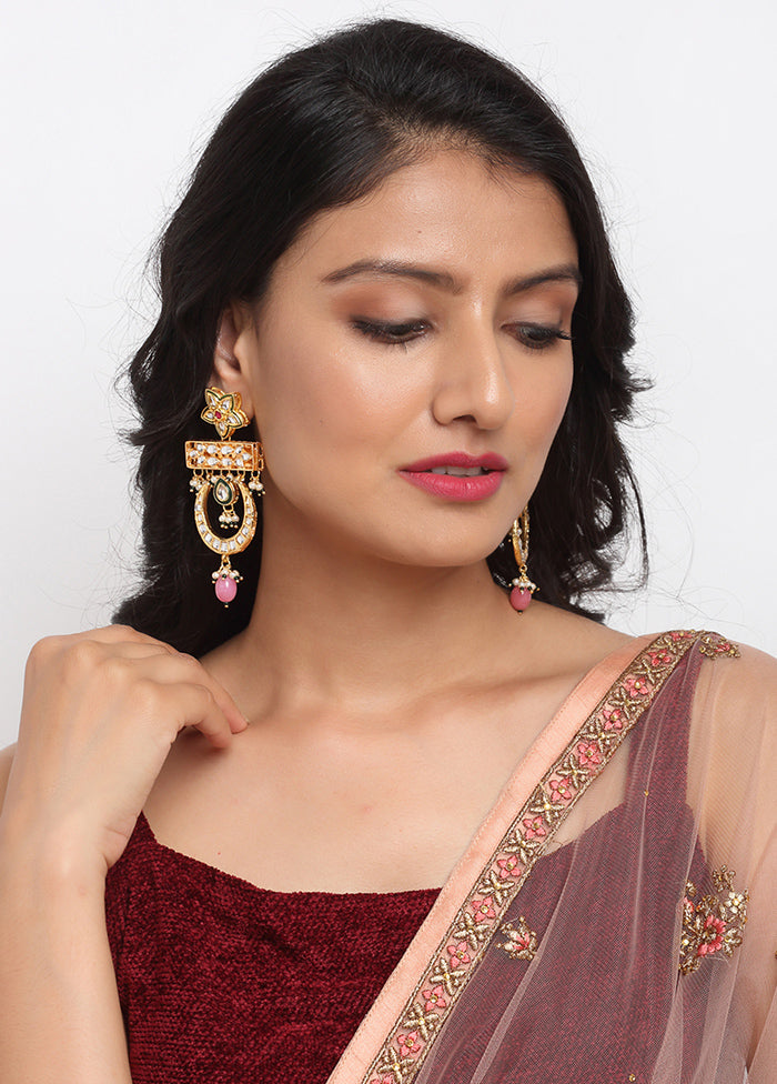 Gold Plated Kundan Dangler Earrings - Indian Silk House Agencies