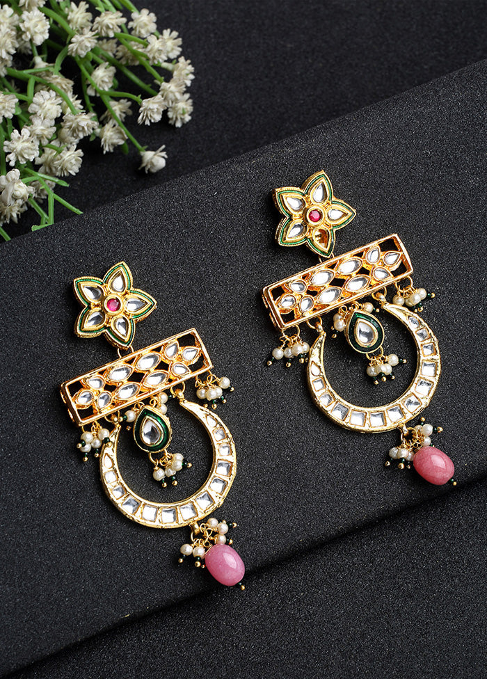 Gold Plated Kundan Dangler Earrings - Indian Silk House Agencies