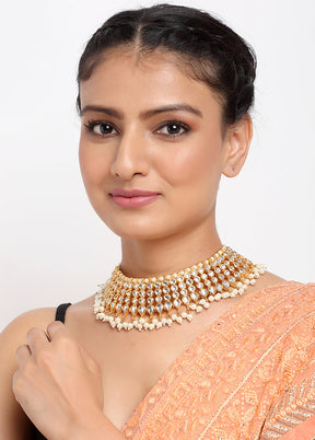 Gold Plated Kundan Necklace - Indian Silk House Agencies