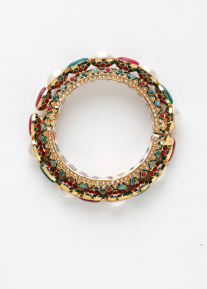 Gold Plated Kundan Bangle - Indian Silk House Agencies