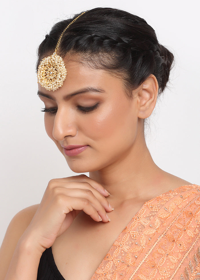 Gold Plated Kundan Mangtika Head Jewellery - Indian Silk House Agencies