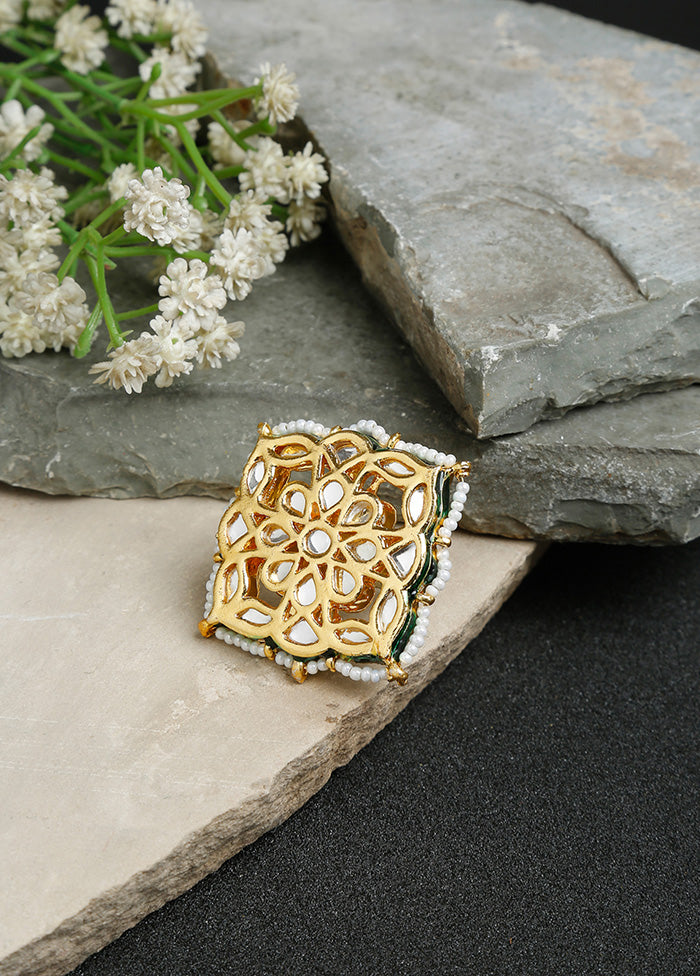 Gold Plated Kundan Finger Ring - Indian Silk House Agencies