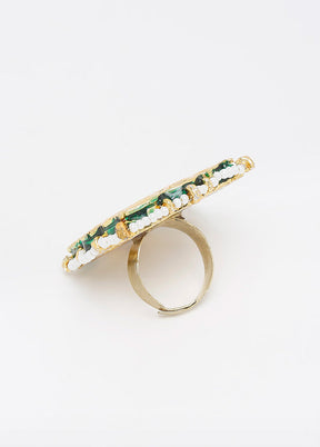 Gold Plated Kundan Finger Ring - Indian Silk House Agencies