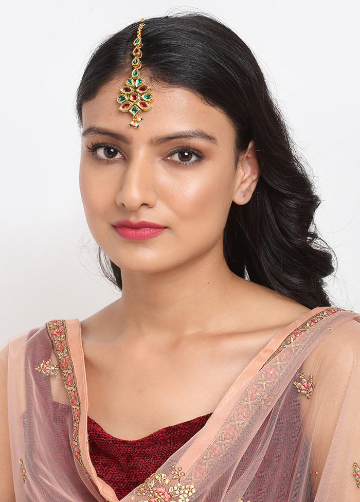 Gold Plated Kundan Mangtika Head Jewellery - Indian Silk House Agencies