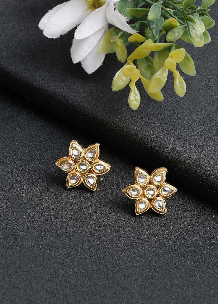 Gold Plated Kundan Stud Earrings - Indian Silk House Agencies