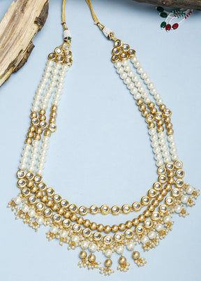 Gold Plated Kundan Necklace - Indian Silk House Agencies