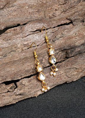 Gold Plated Kundan Dangler Earrings - Indian Silk House Agencies