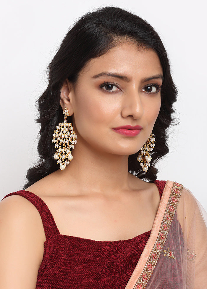 Gold Plated Kundan Dangler Earrings - Indian Silk House Agencies