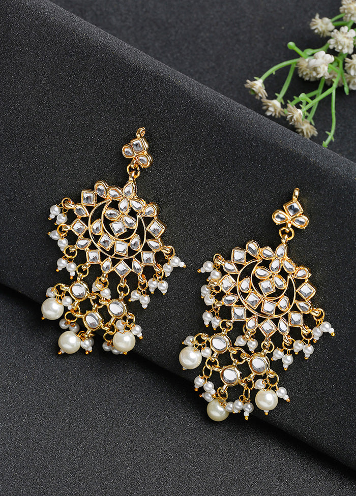 Gold Plated Kundan Dangler Earrings - Indian Silk House Agencies