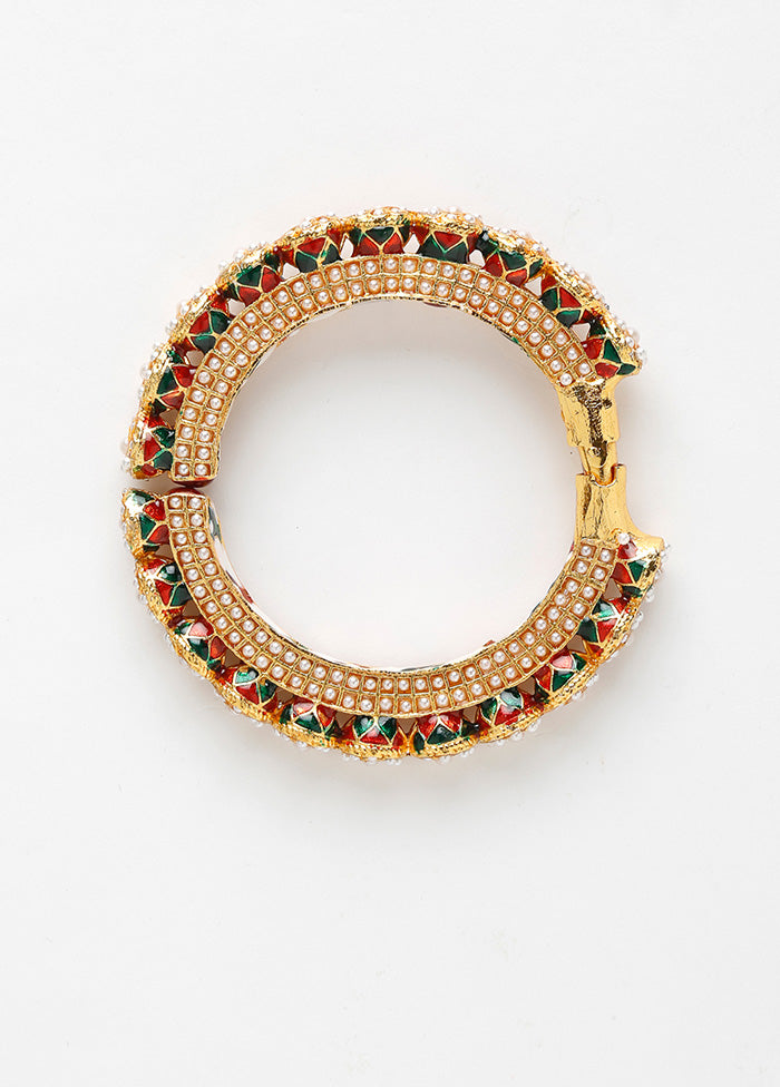 Gold Plated Kundan Bangle - Indian Silk House Agencies