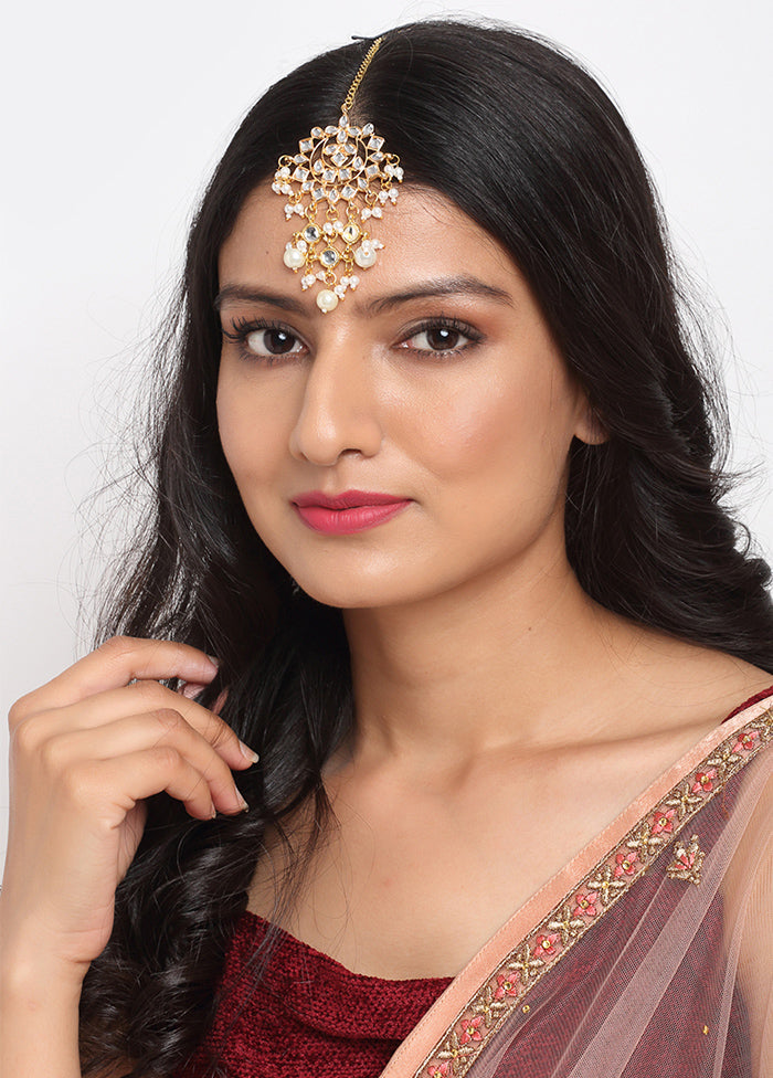 Gold Plated Kundan Mangtika Head Jewellery - Indian Silk House Agencies