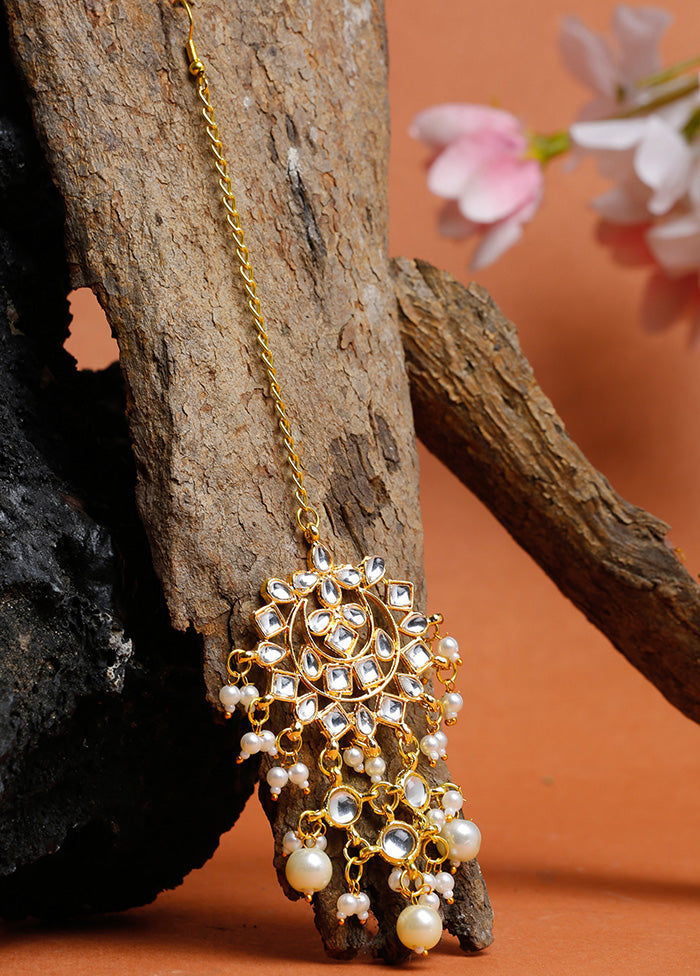 Gold Plated Kundan Mangtika Head Jewellery - Indian Silk House Agencies