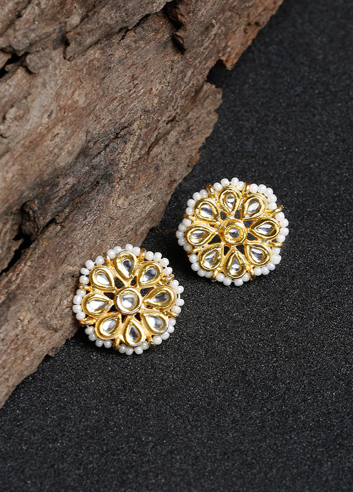 Gold Plated Kundan Stud Earrings - Indian Silk House Agencies