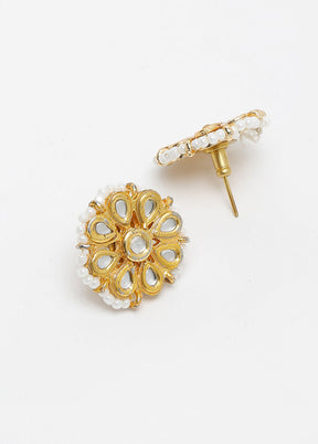 Gold Plated Kundan Stud Earrings - Indian Silk House Agencies