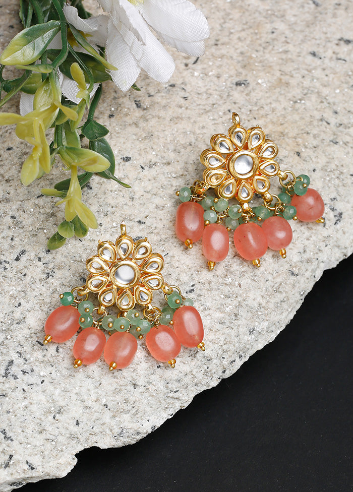 Gold Plated Kundan Dangler Earrings - Indian Silk House Agencies