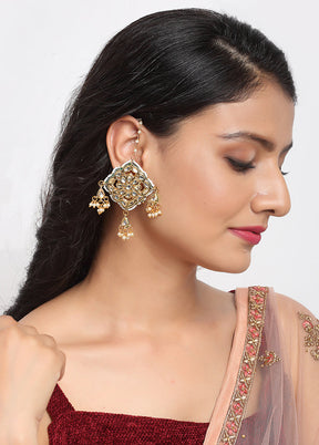 Gold Plated Kundan Stud Earrings - Indian Silk House Agencies