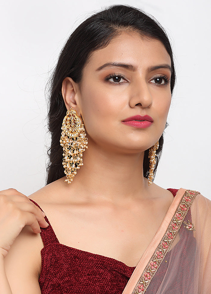 Gold Plated Kundan Dangler Earrings - Indian Silk House Agencies