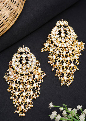 Gold Plated Kundan Dangler Earrings - Indian Silk House Agencies