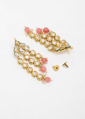 Gold Plated Kundan Dangler Earrings - Indian Silk House Agencies