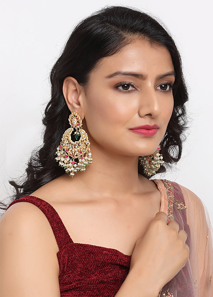 Gold Plated Kundan Dangler Earrings - Indian Silk House Agencies