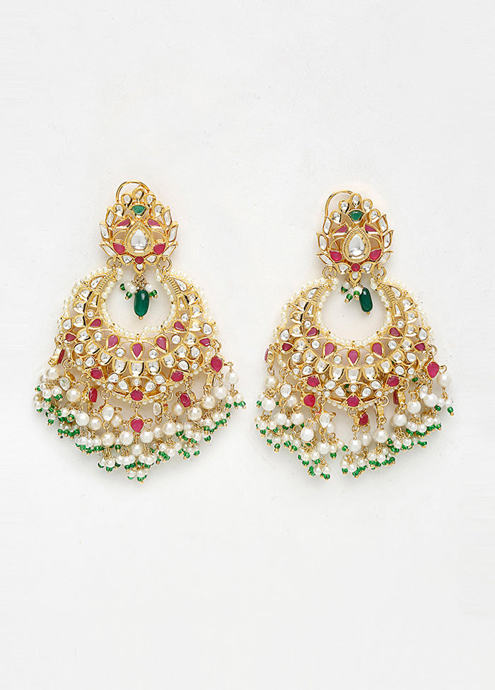 Gold Plated Kundan Dangler Earrings - Indian Silk House Agencies