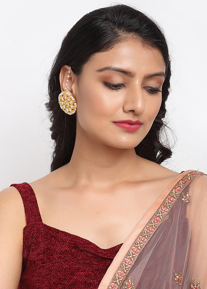 Gold Plated Kundan Stud Earrings - Indian Silk House Agencies