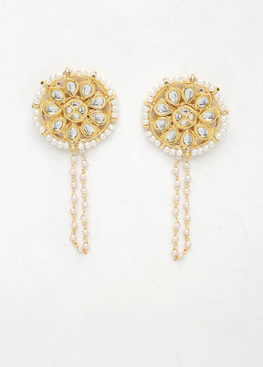 Gold Plated Kundan Stud Earrings - Indian Silk House Agencies